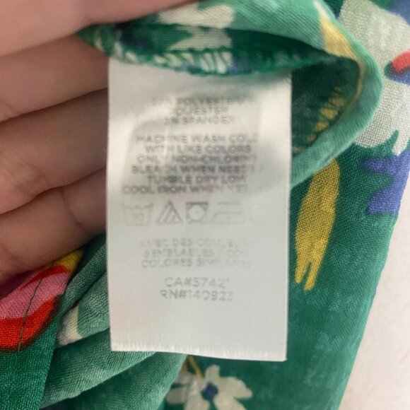 Loft Womens Floral Green Ruffle Blouse XL Lightweight Long Sleeve Colorful Casua - Picture 3 of 12